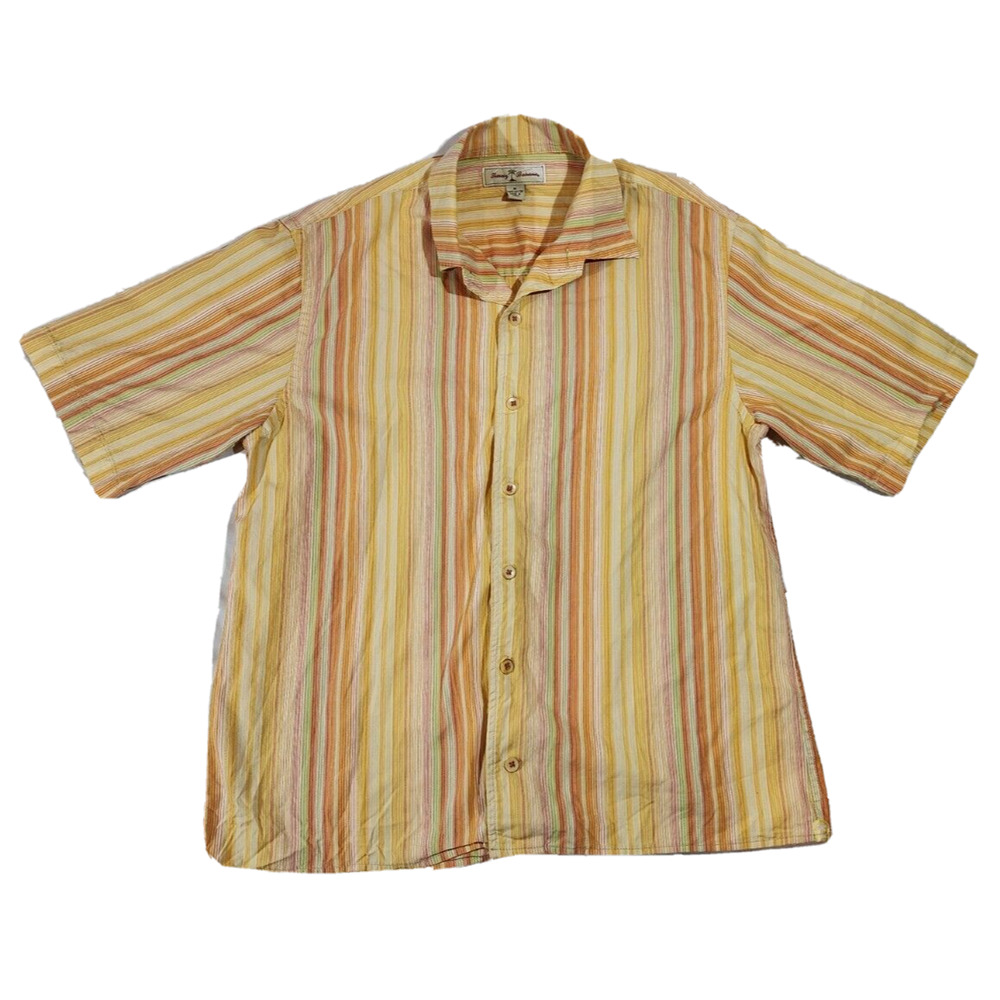 ✅ Tommy Bahama Shirt Men's Short Sleeve Button Up Size Medium Stripes Casual